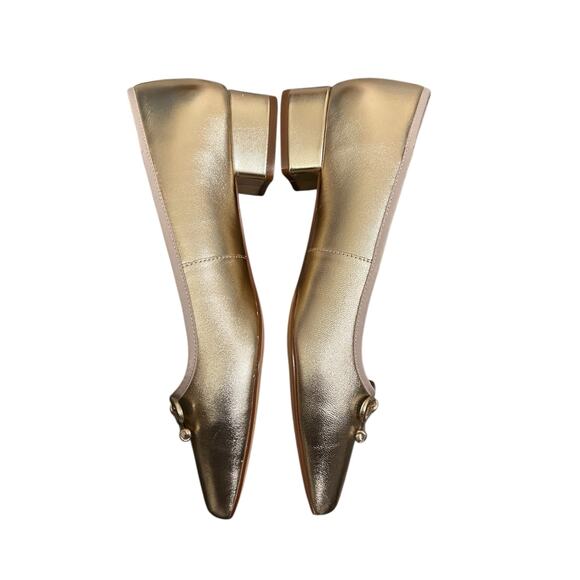 Talbots Womens Vanessa Metallic Gold Leather Block Heel Pumps Size 10.5 - Picture 3 of 7